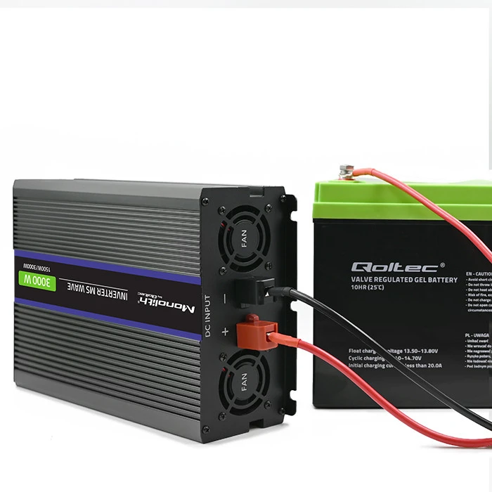 QOLTEC 51927 Monolitinis įtampos keitiklis 3000 MS Wave / 12V iki 230V / 1500/3000 / USB