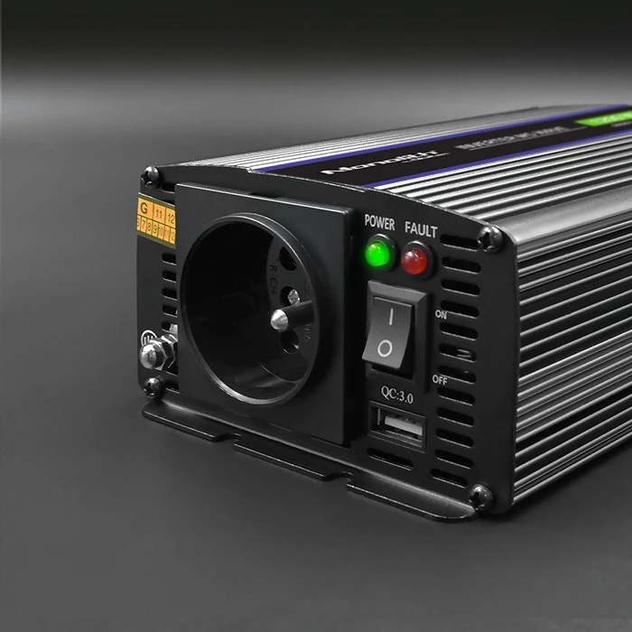 QOLTEC 51925 Monolitinis įtampos keitiklis 1200 MS Wave / 12V iki 230V / 600/1200W / USB