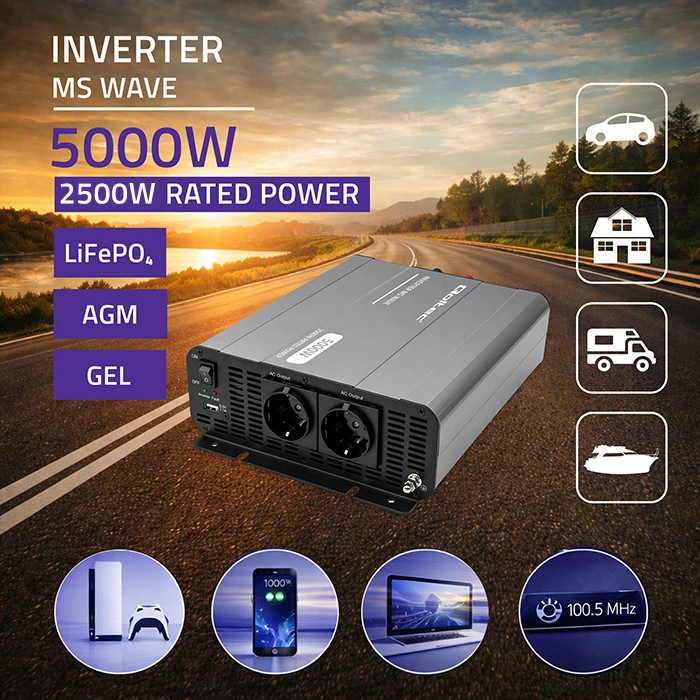 Qoltec MS Wave | 12 V - 230 V | 2500/5000 W | USB