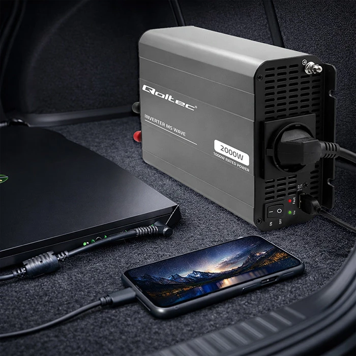 Qoltec MS Wave | 12 V - 230 V | 1000/2000 W | USB