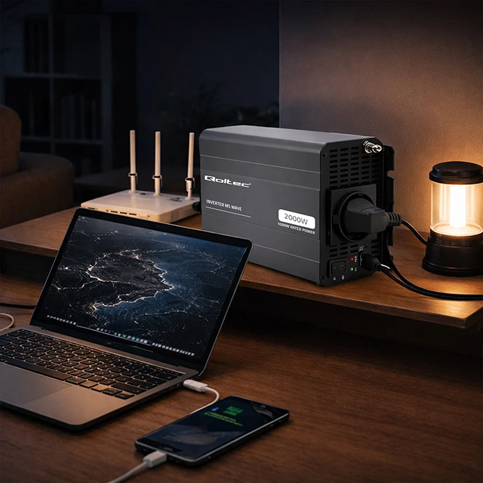Qoltec MS Wave | 12 V - 230 V | 1000/2000 W | USB