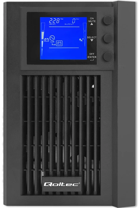 QOLTEC 53981 UPS / On line / Pure Sine Wave / 2kVA / 1,6kW / LCD / USB