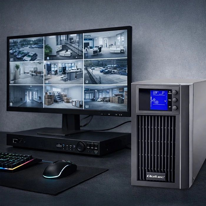 QOLTEC 53981 UPS / On line / Pure Sine Wave / 2kVA / 1,6kW / LCD / USB