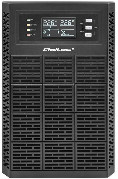 QOLTEC 52282 Nepertraukiamo maitinimo šaltinis UPS / 3kVA / 3000W / Galios koeficientas 1.0 / LCD / EPO / USB / Prisijungęs