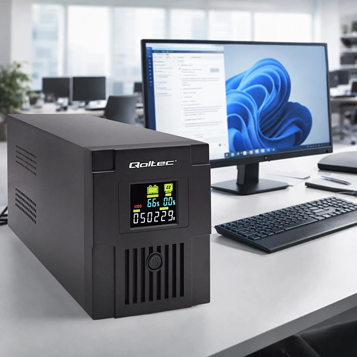 QOLTEC 53771 nepertraukiamo maitinimo linijos interaktyvus monolitas 2000VA 1200W LCD USB