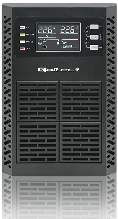 QOLTEC 52280 Nepertraukiamo maitinimo šaltinis UPS / 1kVA / 1000W / Galios koeficientas 1.0 / LCD / EPO / USB / Prisijungę