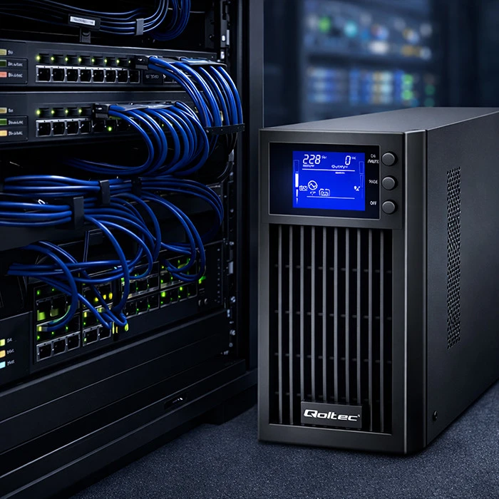 QOLTEC 53981 UPS / On line / Pure Sine Wave / 2kVA / 1,6kW / LCD / USB