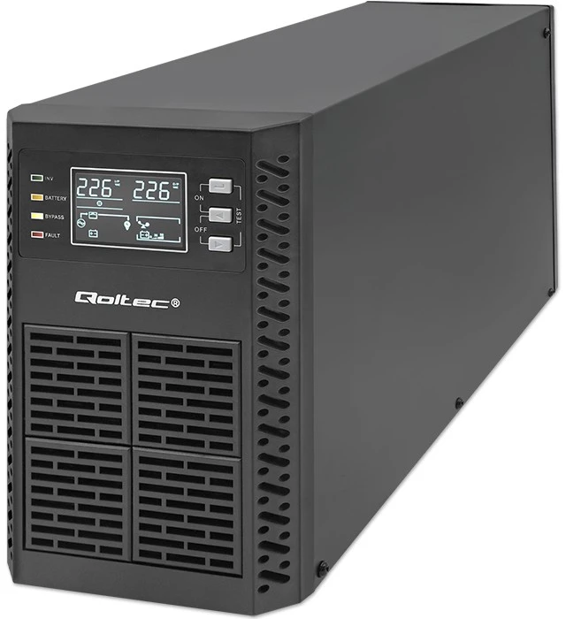QOLTEC 52281 Nepertraukiamo maitinimo šaltinis UPS / 2kVA / 2000W / Galios koeficientas 1.0 / LCD / EPO / USB / Prisijungęs
