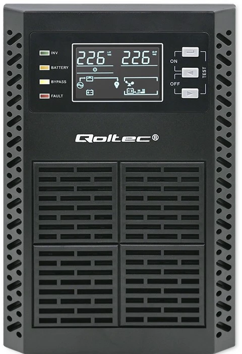 QOLTEC 52281 Nepertraukiamo maitinimo šaltinis UPS / 2kVA / 2000W / Galios koeficientas 1.0 / LCD / EPO / USB / Prisijungęs