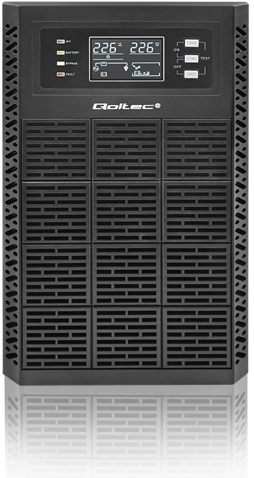 QOLTEC 52282 Nepertraukiamo maitinimo šaltinis UPS / 3kVA / 3000W / Galios koeficientas 1.0 / LCD / EPO / USB / Prisijungęs