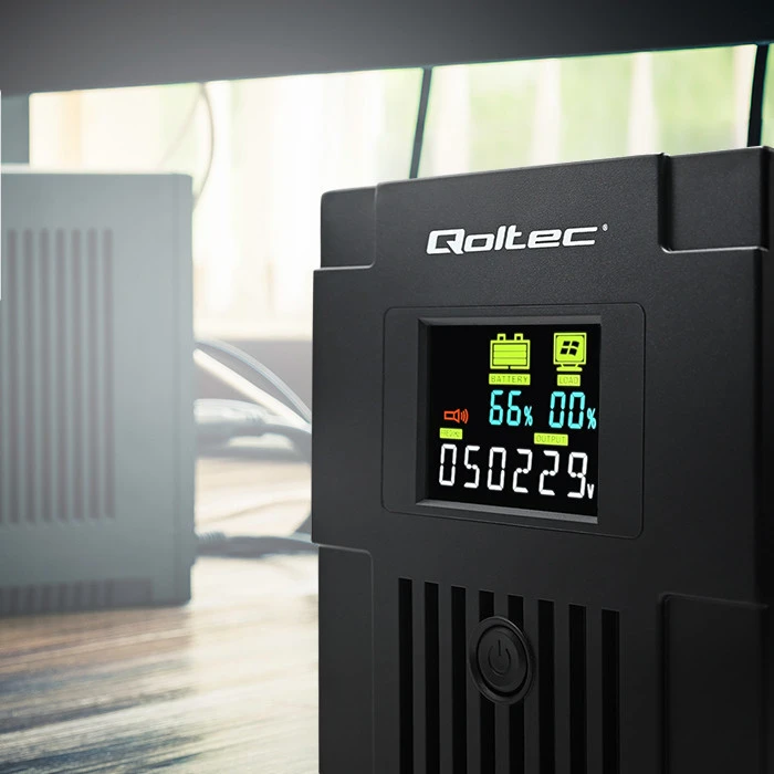 QOLTEC 53771 nepertraukiamo maitinimo linijos interaktyvus monolitas 2000VA 1200W LCD USB