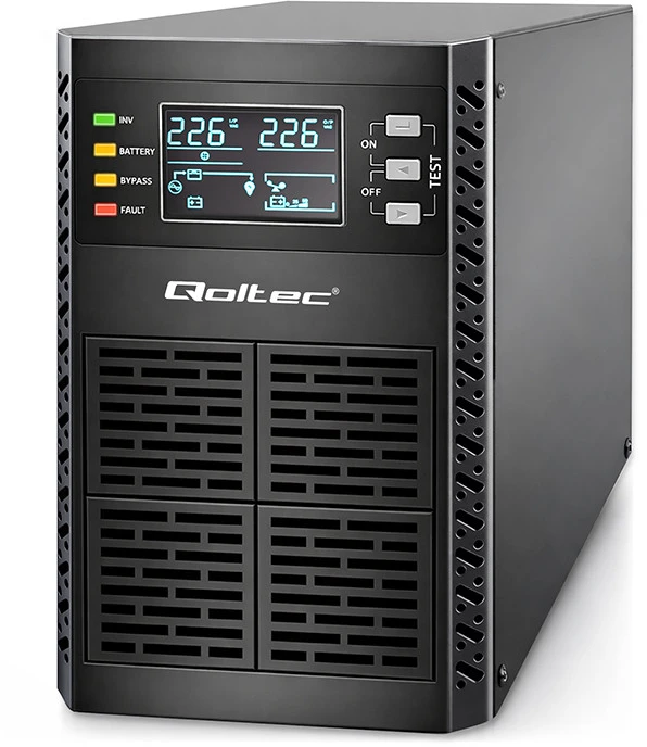 QOLTEC 52281 Nepertraukiamo maitinimo šaltinis UPS / 2kVA / 2000W / Galios koeficientas 1.0 / LCD / EPO / USB / Prisijungęs