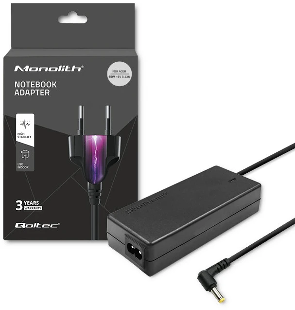 QOLTEC Maitinimo adapteris skirtas Acer 65W 19V 3.42A 5.5x1.7 + maitinimo kabelis