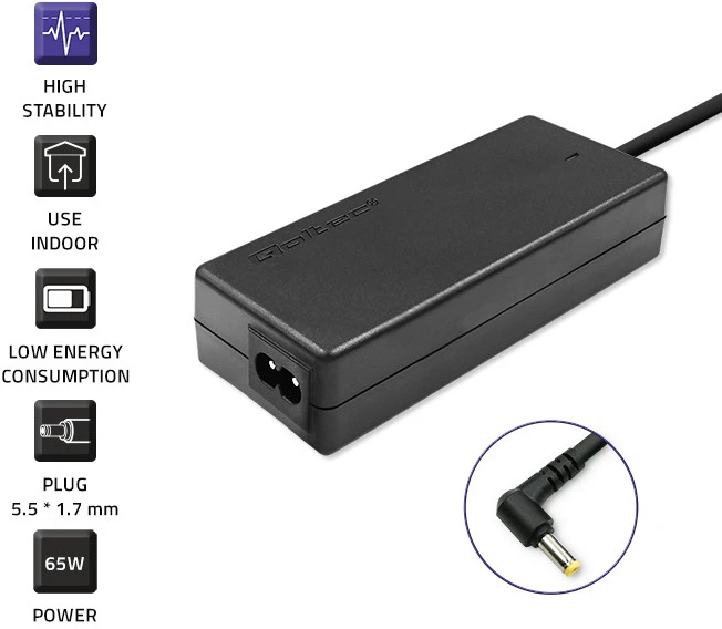 QOLTEC Maitinimo adapteris skirtas Acer 65W 19V 3.42A 5.5x1.7 + maitinimo kabelis
