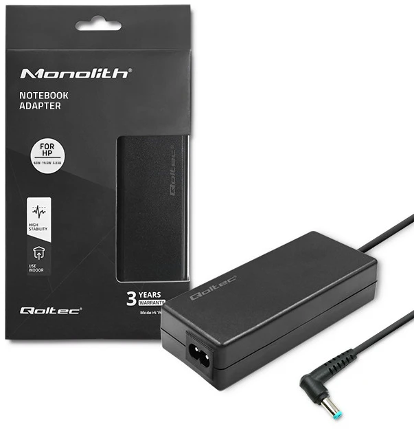 QOLTEC 51555 Nešiojamas kompiuteris AC maitinimo adapteris Qoltec skirtas HP 65W 19.5V 3.33A 4.5 3.0 SLIM
