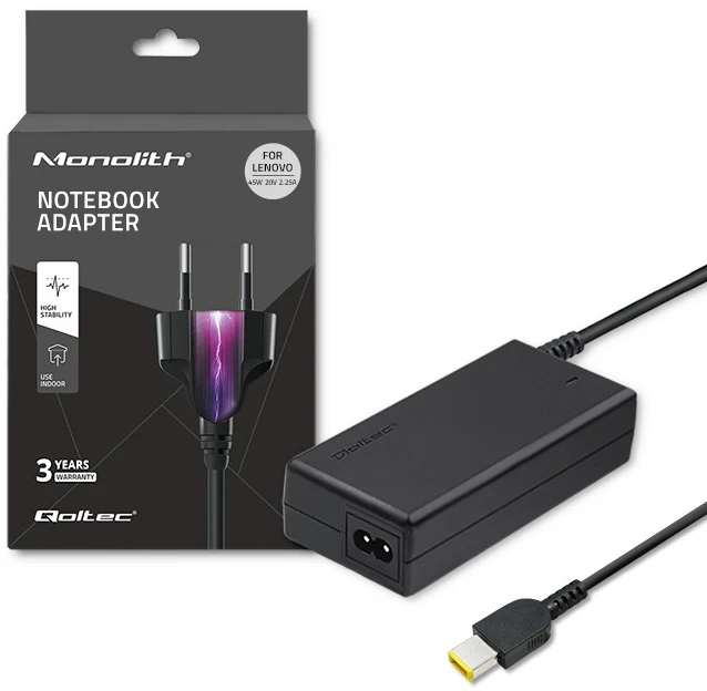 QOLTEC 50098 Nešiojamas kompiuteris AC maitinimo adapteris Qoltec Lenovo 45W 20V 2.25A SlimTip+pin