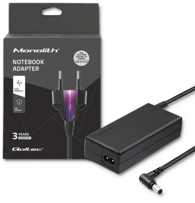QOLTEC 50068 Nešiojamas kompiuteris AC power adapter 65W 3.42A 19V 5.5x2.5