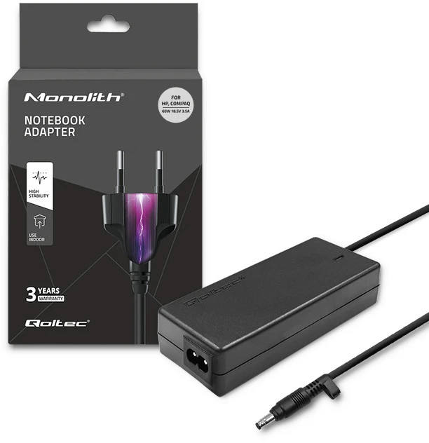 QOLTEC 50072 Nešiojamas kompiuteris kintamosios srovės adapteris HP Compaq 65W 18.5V 3.5A (4.2+4.8) 1.7