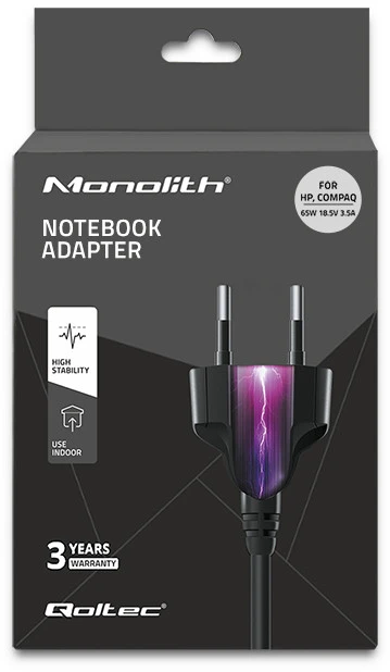 QOLTEC 50072 Nešiojamas kompiuteris kintamosios srovės adapteris HP Compaq 65W 18.5V 3.5A (4.2+4.8) 1.7
