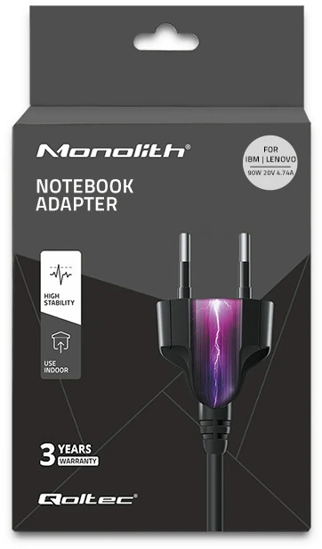QOLTEC 50099 Nešiojamas kompiuteris AC power adapter IBM Lenovo 90W 20V 4.74A 5.5x2.5