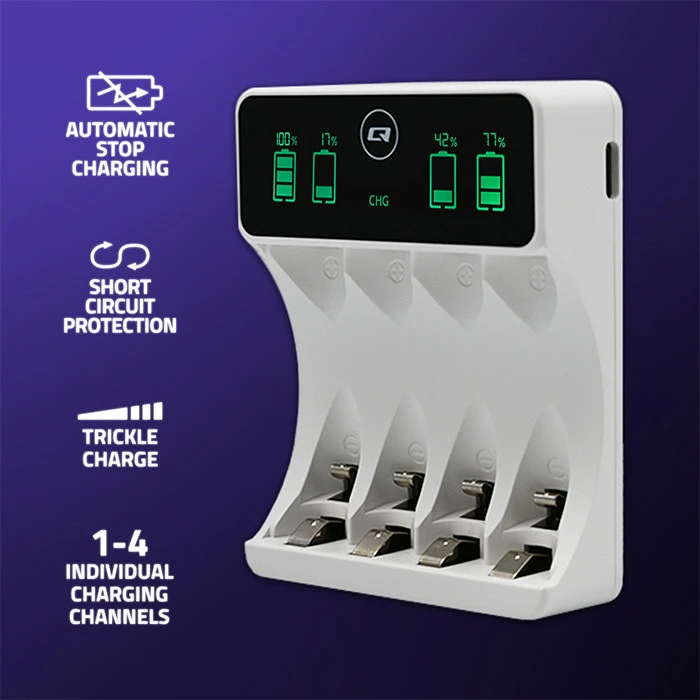 Ni-MH/Ni-Cd akumuliatorių įkroviklis – AA ir AAA – Qoltec 50848