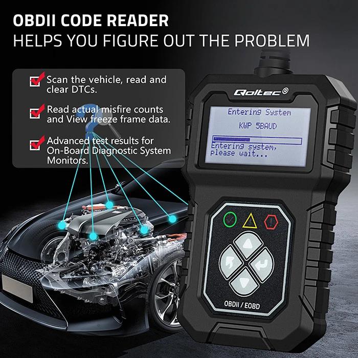 „Qoltec Skaitmeninis“ diagnostikos testeris „ProLine“ sąsaja | OBDII EOBD | Poliravimo MENIU | 8V–25V | Dviguba sistema