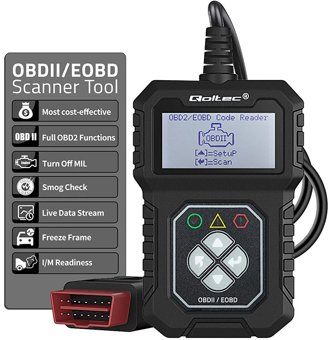 „Qoltec Skaitmeninis“ diagnostikos testeris „ProLine“ sąsaja | OBDII EOBD | Poliravimo MENIU | 8V–25V | Dviguba sistema