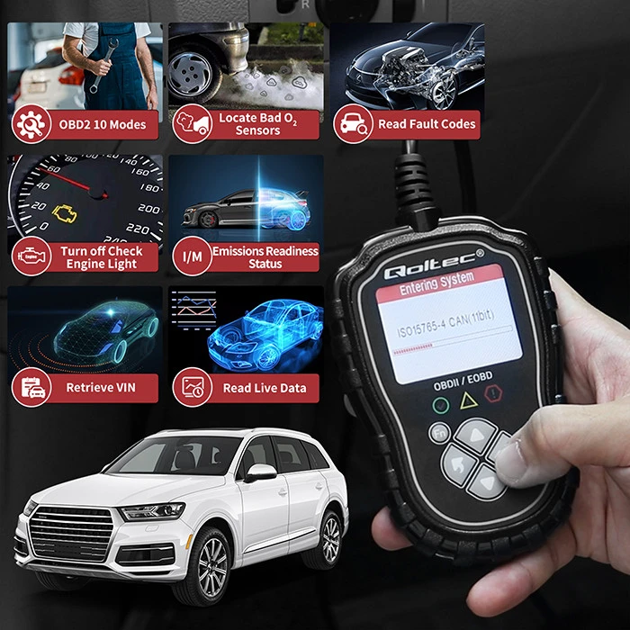 „Qoltec Skaitmeninis ProLine“ diagnostikos testeris | OBD2 EOBD | Poliravimo MENIU | 8V-25V | Dviguba sistema