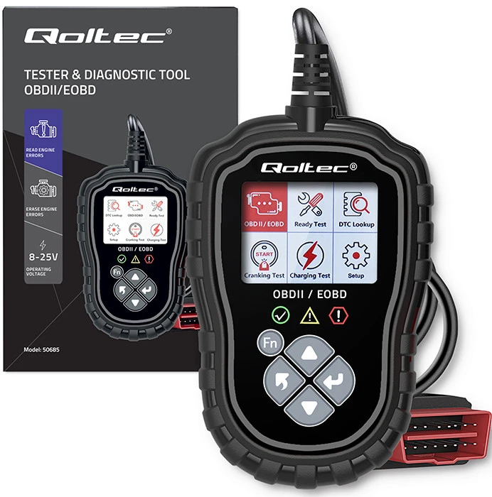„Qoltec Skaitmeninis ProLine“ diagnostikos testeris | OBD2 EOBD | Poliravimo MENIU | 8V-25V | Dviguba sistema