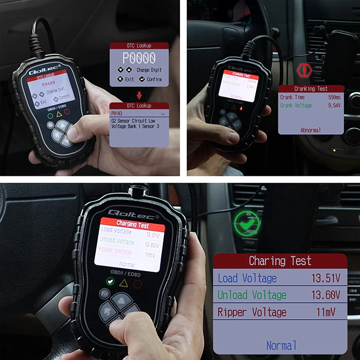„Qoltec Skaitmeninis ProLine“ diagnostikos testeris | OBD2 EOBD | Poliravimo MENIU | 8V-25V | Dviguba sistema