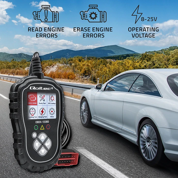 „Qoltec Skaitmeninis ProLine“ diagnostikos testeris | OBD2 EOBD | Poliravimo MENIU | 8V-25V | Dviguba sistema
