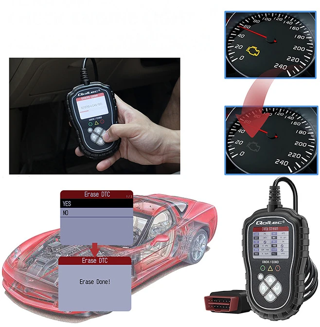 „Qoltec Skaitmeninis ProLine“ diagnostikos testeris | OBD2 EOBD | Poliravimo MENIU | 8V-25V | Dviguba sistema