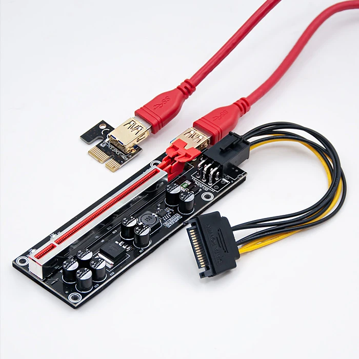 QOLTEC 55508 Riser PCI-E 1x - 16x USB 3.0 ver. 009S Plus SATA / PCI-E 6 pin
