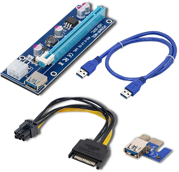 QOLTEC 55501 Qoltec Riser PCi-E 1x - 16x USB 3.0 SATA / PCI-E 6pin