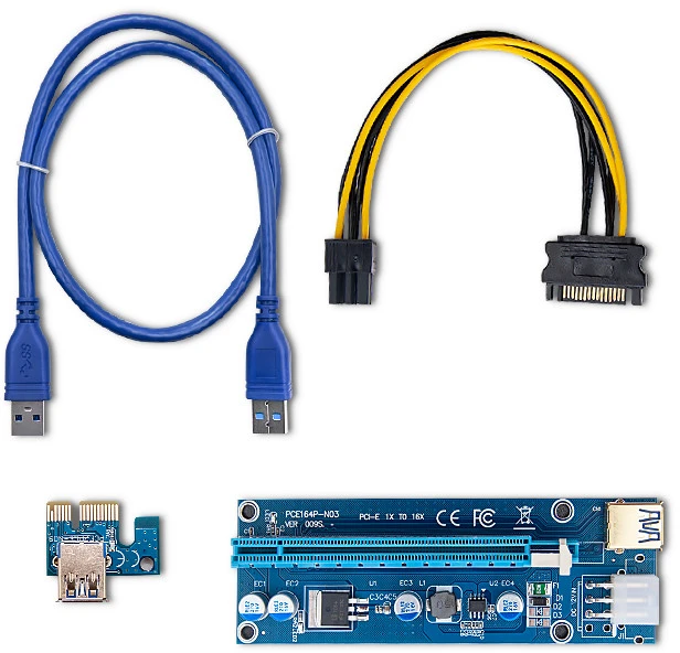 QOLTEC 55507 Riser PCI-E 1x - 16x USB 3.0 ver. 009S SATA / PCI-E 6 kontaktai