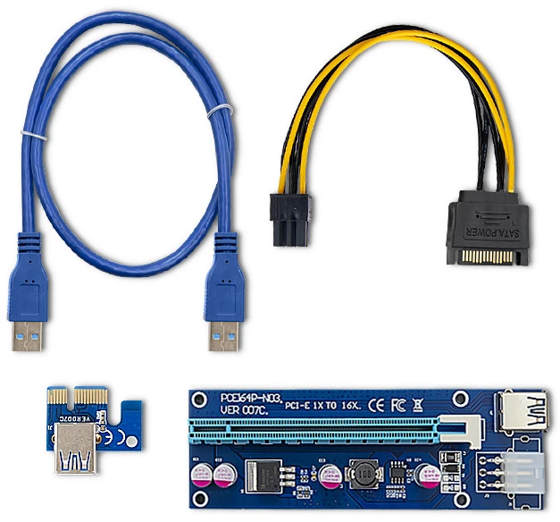 QOLTEC 55501 Qoltec Riser PCi-E 1x - 16x USB 3.0 SATA / PCI-E 6pin