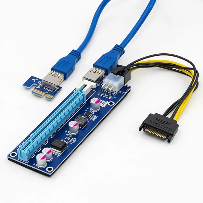 QOLTEC 55501 Qoltec Riser PCi-E 1x - 16x USB 3.0 SATA / PCI-E 6pin