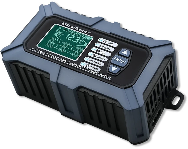 Qoltec Intelektualus mikroprocesorius kroviklis su akumuliatoriaus testeriu ir 12V remonto funkcija | 6A | LCD | AGM LiFePO4 GEL akumuliatoriaus įkroviklis