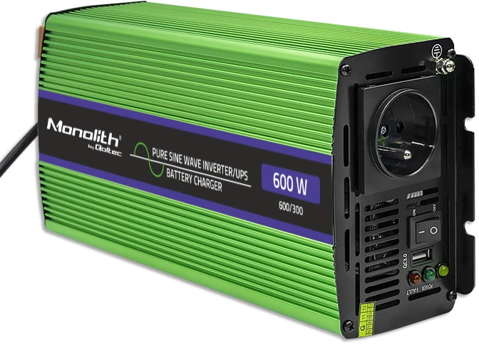 QOLTEC 51940 grynos sinusinės bangos keitiklis monolitinis akumuliatoriaus įkroviklis UPS 600W 300W nuo 12V iki 230V