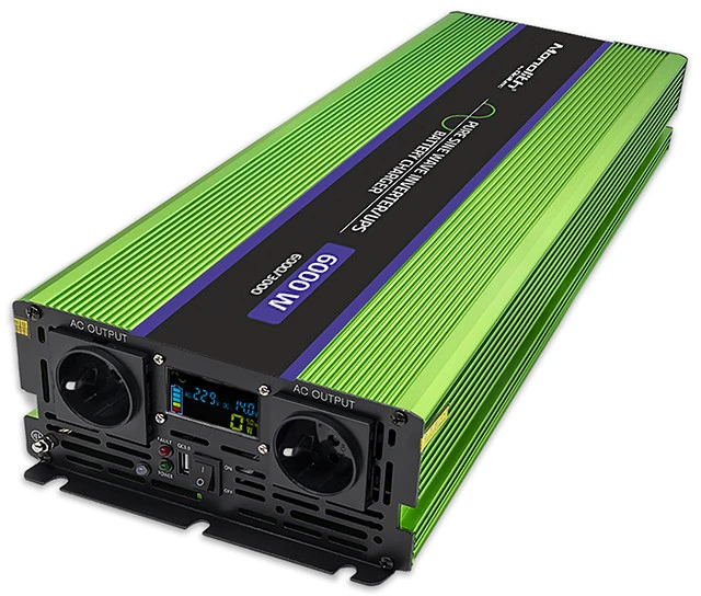 QOLTEC 51945 grynos sinusinės bangos keitiklis, monolitas / akumuliatoriaus įkroviklis / UPS / 6000 W / 3000 W / 12 V iki 230 V / LCD