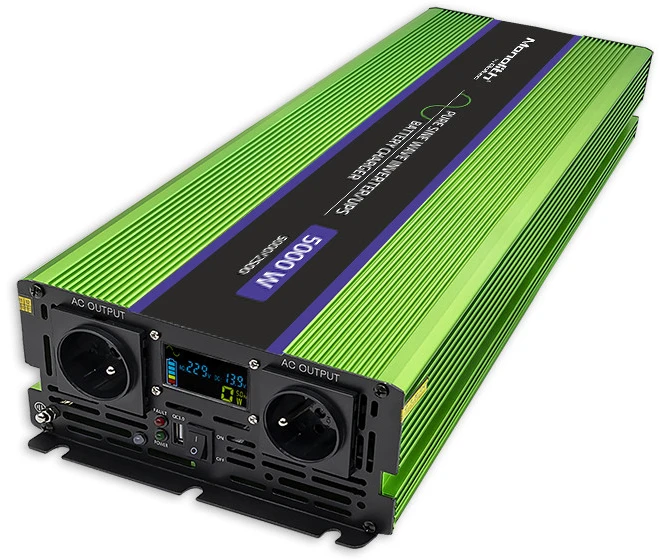 QOLTEC 51944 grynos sinusinės bangos inverteris, monolitas / akumuliatoriaus įkroviklis / UPS / 5000 W / 2500 / 12 V iki 230 V / LCD