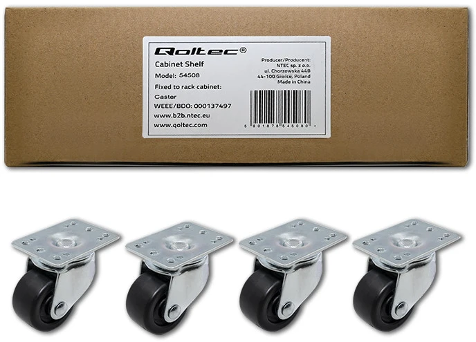 QOLTEC 54508 Rack ratukų komplektas be fiksavimo / 4vnt