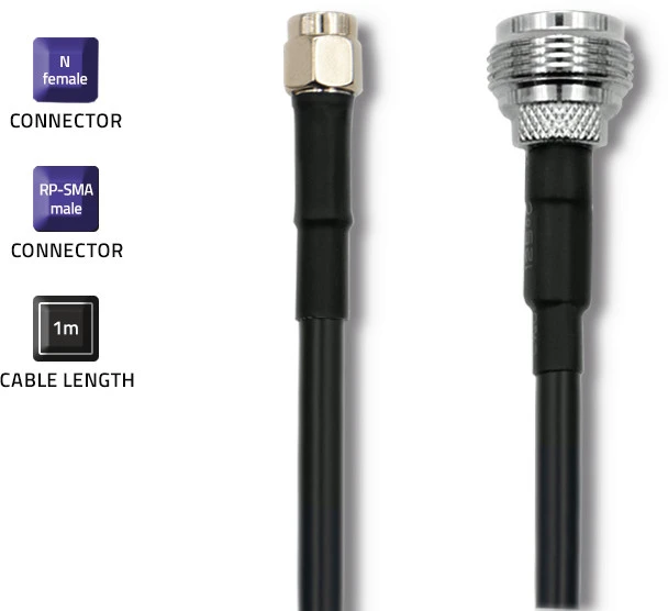 QOLTEC 57030 RG58 bendraašis kabelis N, RP-SMA kištukas, 1 m