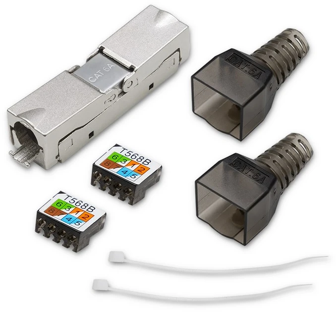 Tinklo laidas Kištukas rj45 be įrankių stp cat6a lizdas kaištis t568b t568a Qoltec