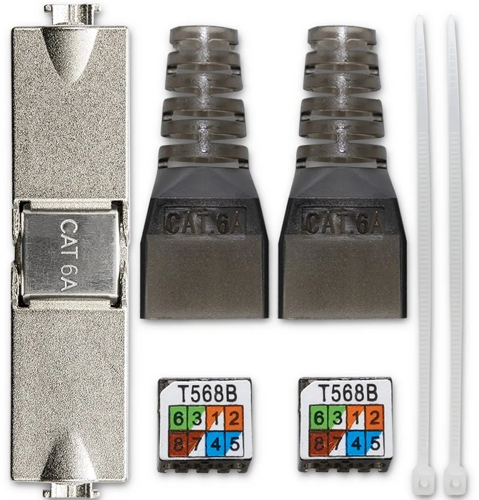 Tinklo laidas Kištukas rj45 be įrankių stp cat6a lizdas kaištis t568b t568a Qoltec