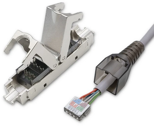Tinklo laidas Kištukas rj45 be įrankių stp cat6a lizdas kaištis t568b t568a Qoltec