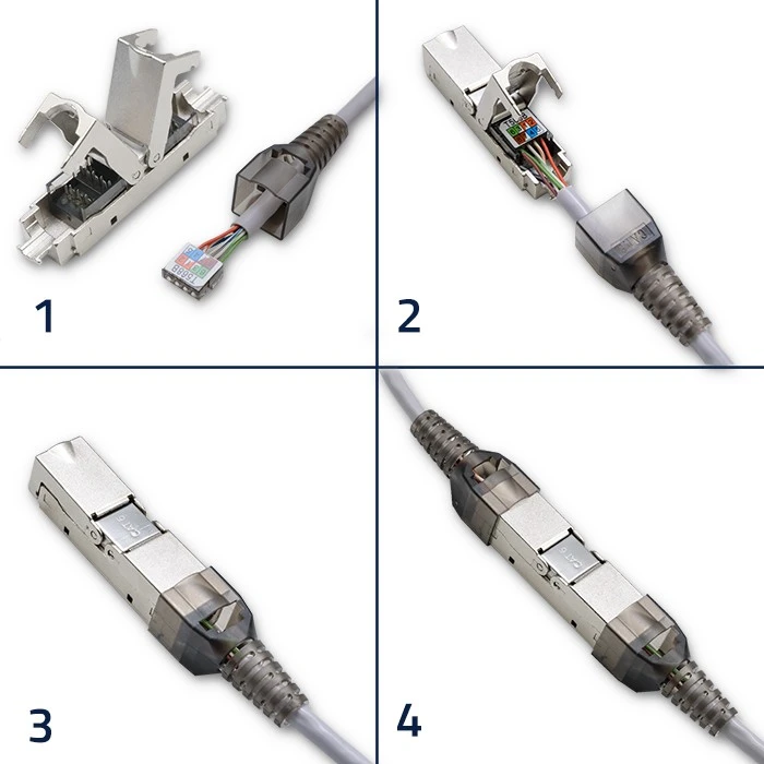 Kištukas rj45 be įrankių stp cat6 lizdas kaištis t568b t568a Qoltec