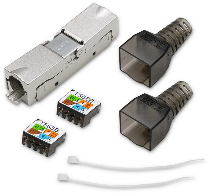 Kištukas rj45 be įrankių stp cat6 lizdas kaištis t568b t568a Qoltec