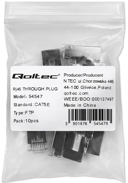 Qoltec RJ45 perėjimo jungtis CAT5e FTP 10 vnt