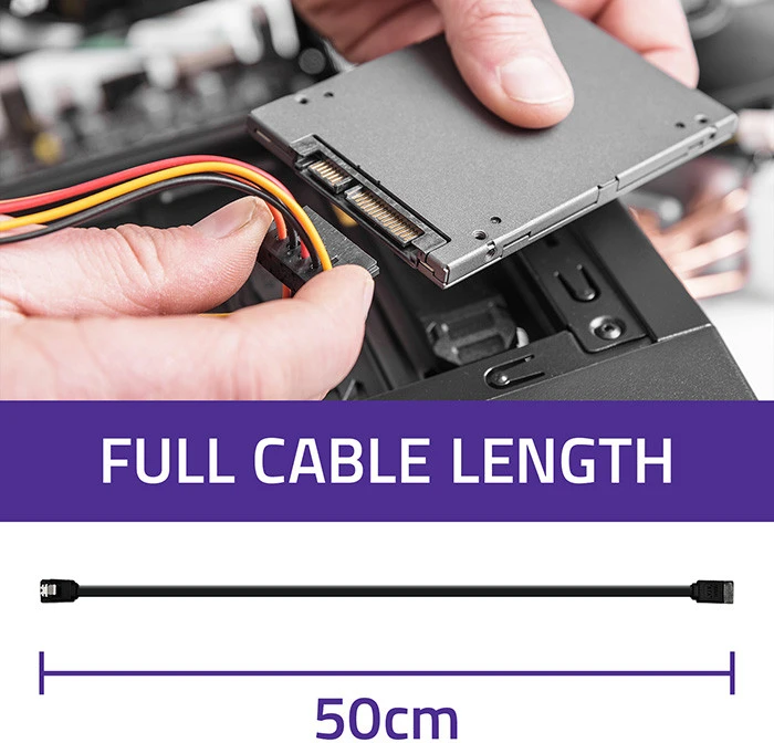 QOLTEC 50582 Qoltec Cable SATA III M/ SATA III M 0.5m Juodas